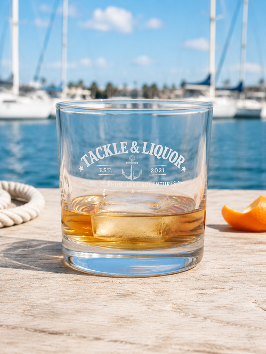 Tackle & Liquor Rocks glass