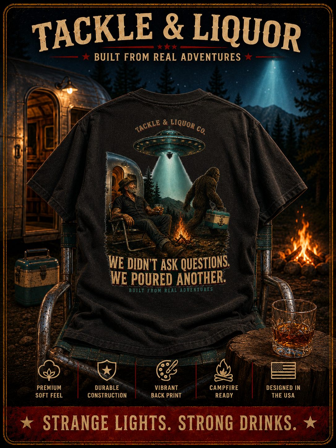 Bigfoot UFO Camping T-Shirt