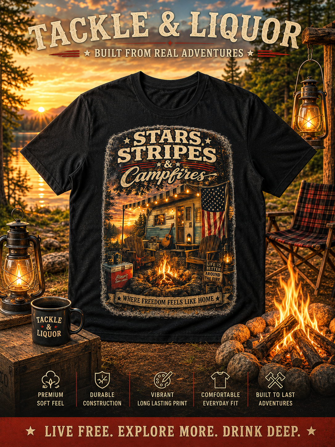 Stars, Stripes, and Campfires T-Shirt